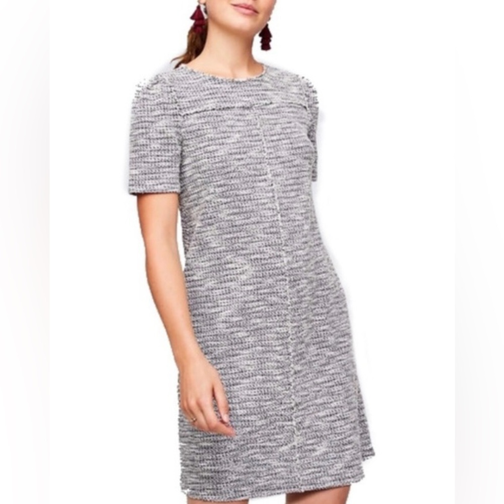 LOFT Gray Puff Sleeve Sheath Mini Dress | Size L women’s